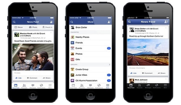 garder facebook à jour sur un iPhone