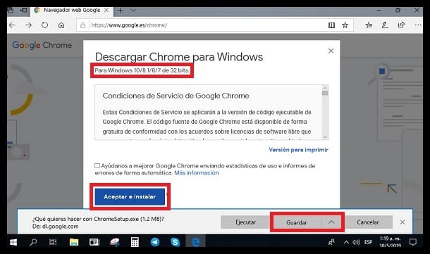 accepter les conditions d'utilisation du chrome