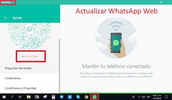 actualizar whatsapp web para pc y tablet